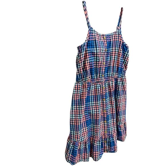 Large (10/12) So Girls Checked Sudress Blue Pink Ruffle Hem - Picture 2 of 9